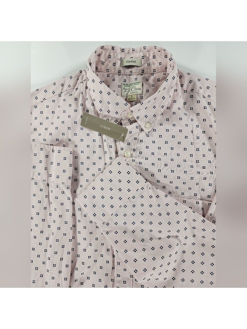 NEW J. Crew Button Shirt Classic Stretch Floral Secret Wash Cotton Poplin Mens L
